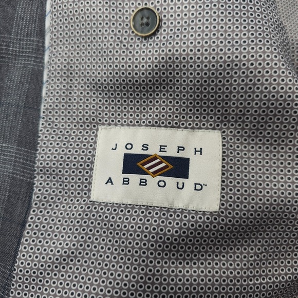 Joseph Abboud Jacket Mens 42R Gray Windowpane Plaid 100% Linen Blazer Sport Coat - Picture 7 of 15